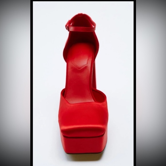 Zara Red Fabric Platform Pump US 6.5 - Picture 3 of 6
